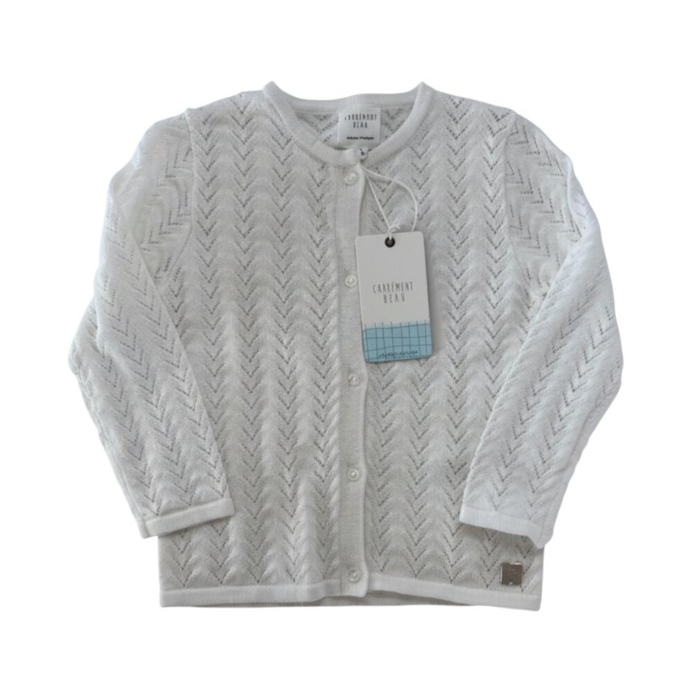 CARREMENT BEAU - KNIT CARDIGAN - IVORY - 100% COTTON - 2Y - NWT